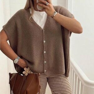 Women's Brown Button-Up Sweater